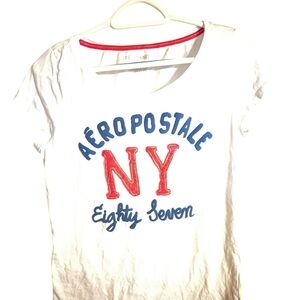 Aeropostale White Tee with Red and Blue Graphic